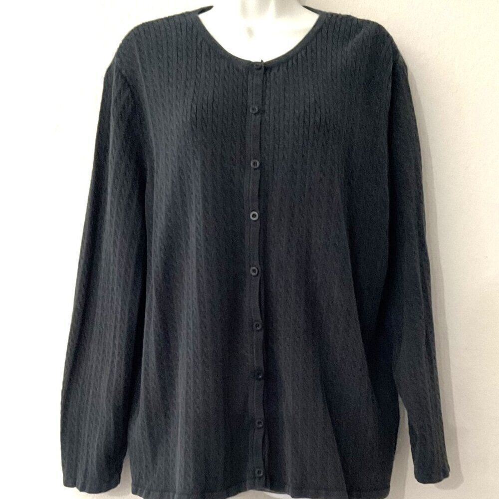 Karen Scott Plus Size Gray Button Down Textured Cardigan Sweater 2X